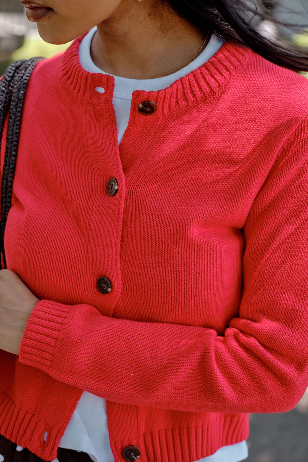 Ceres Life Nelly Long Sleeve Cardigan in Fiery Red