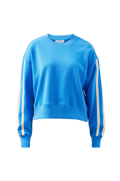 Ceres Life Sasha Sporty Slouchy Crewe in Marine Blue Side Stripe