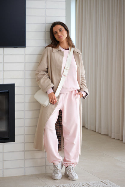Ceres Life Seamed Tracksuit Pants in Shell Pink