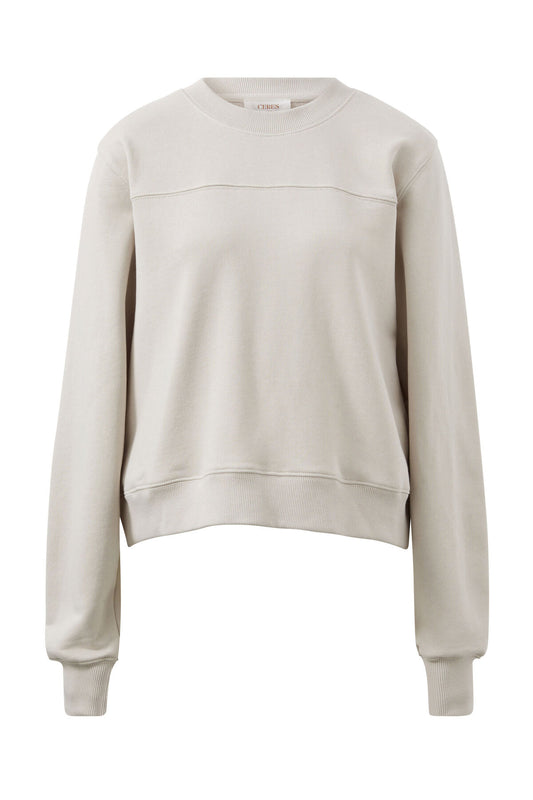 Ceres Life Seamed Fleece Top in Almond