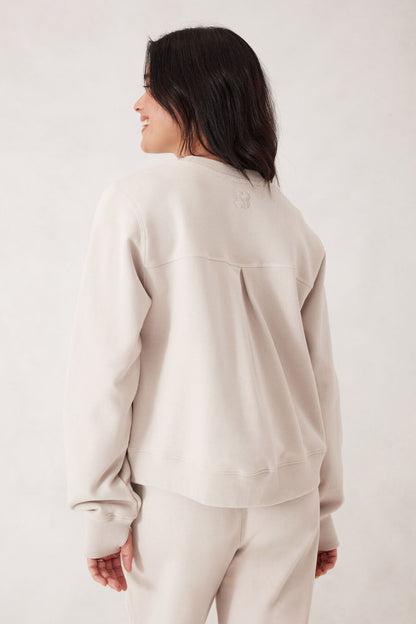 Ceres Life Seamed Fleece Top in Almond