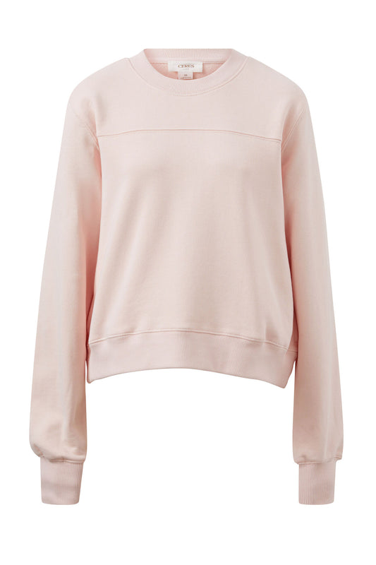 Ceres Life Seamed Fleece Top in Shell Pink