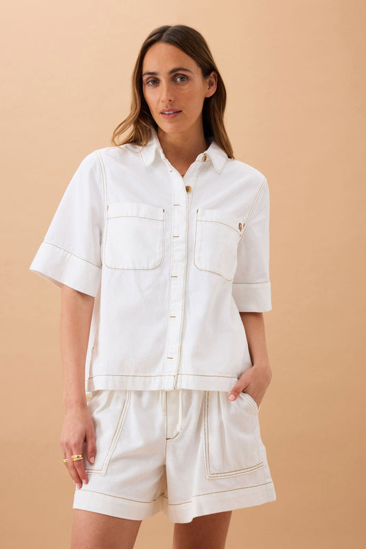 Noa Short Sleeved Shirt in Fresh Ecru