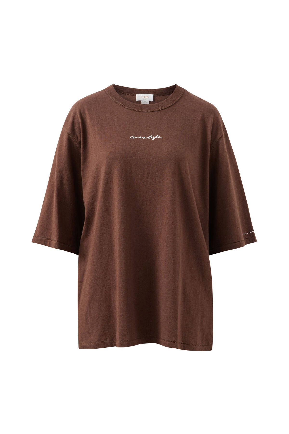Ceres Life Liv Tee in Chocolate/Ceres Script