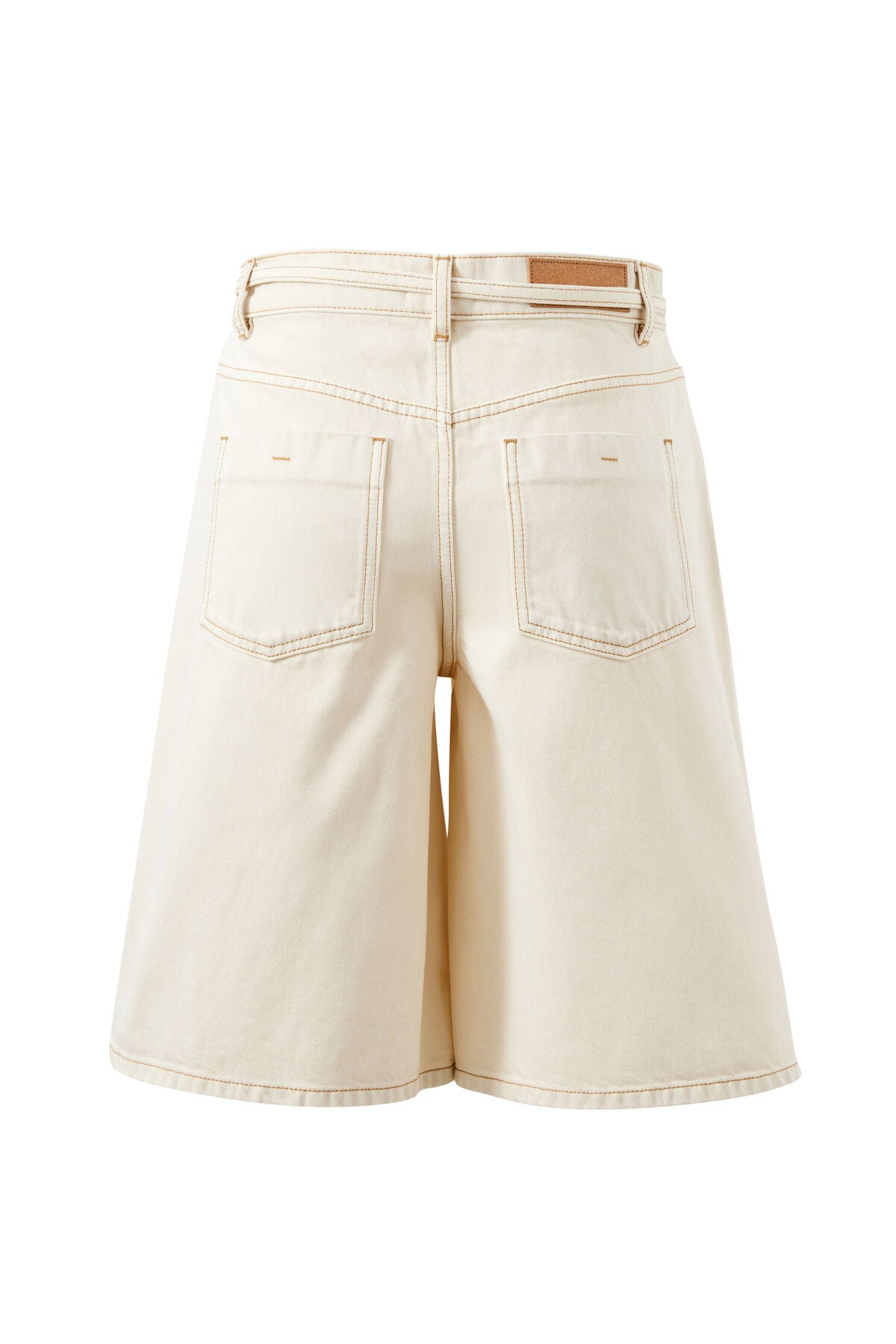 Olive Belted Denim Shorts In Fresh Sand