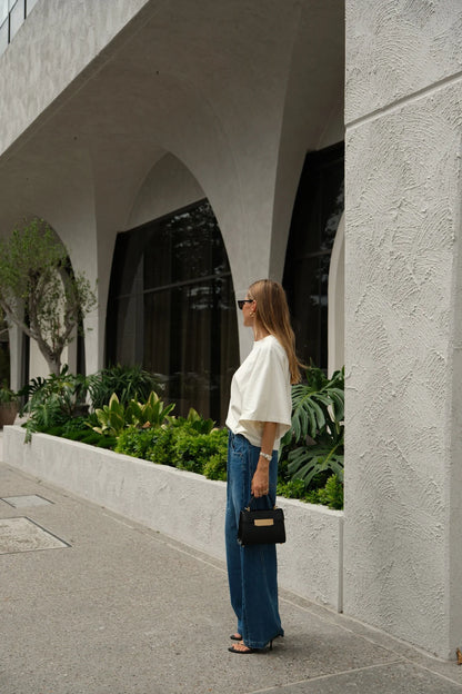 Lucy Relaxed Sleeve Tee in Milk