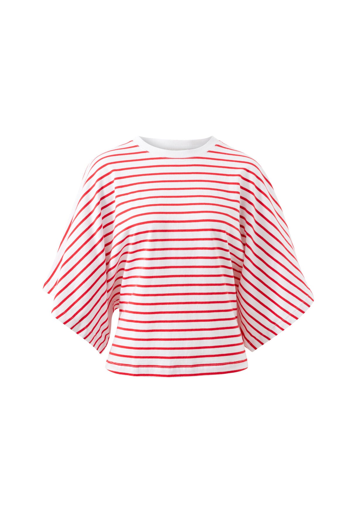 Lucy Relaxed Sleeve Tee in White/Heritage Red Stripe