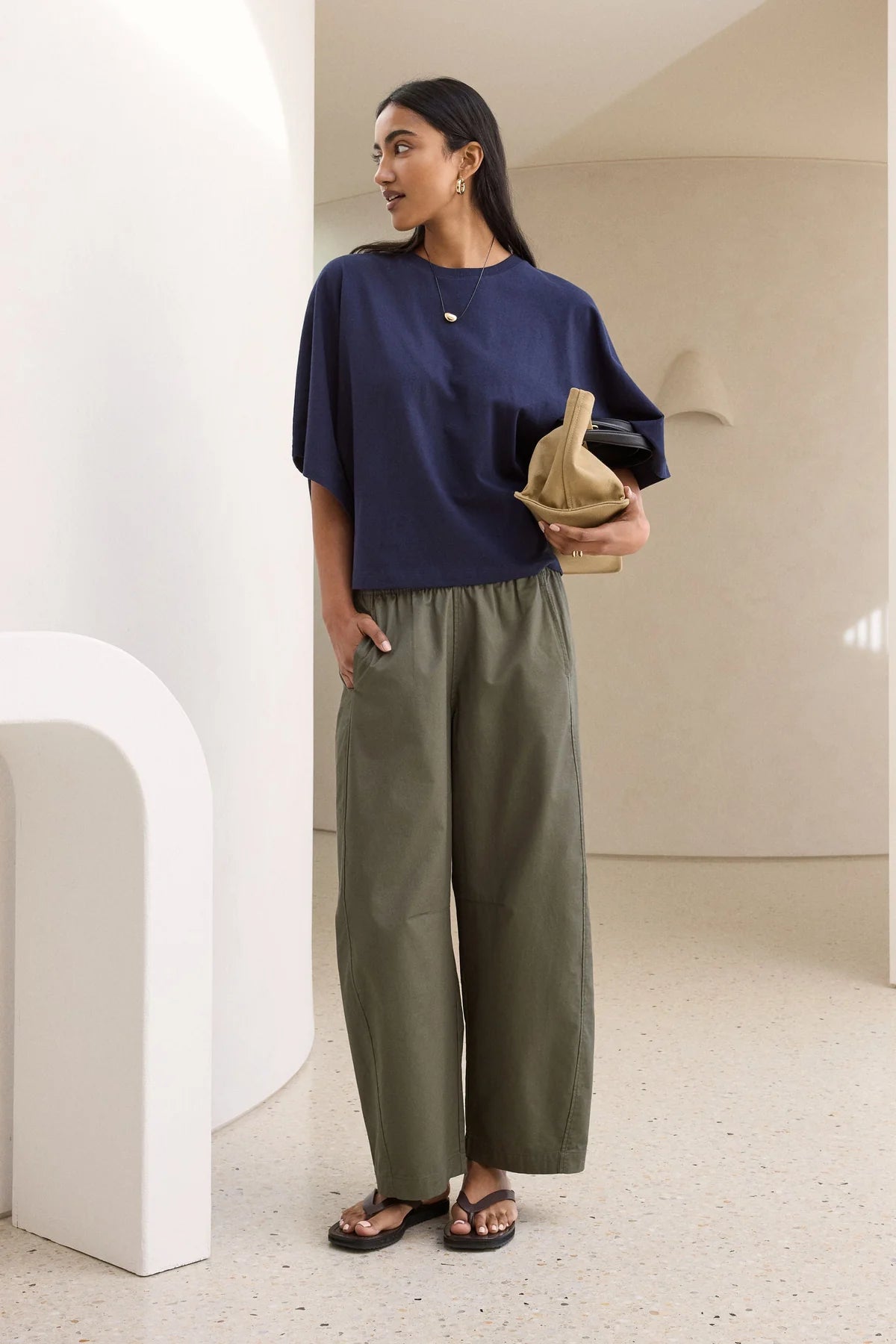 Lucy Relaxed Sleeve Tee in True Navy