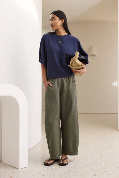 Lucy Relaxed Sleeve Tee in True Navy