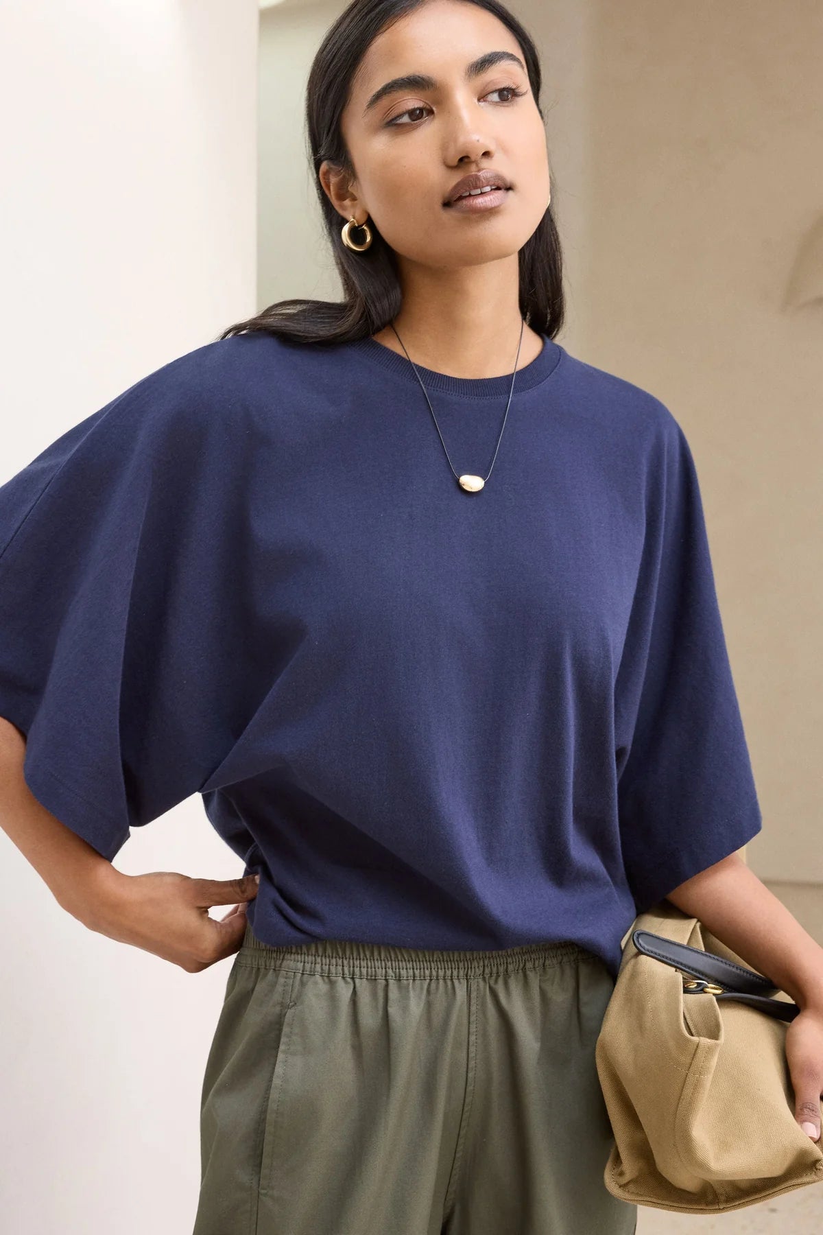 Lucy Relaxed Sleeve Tee in True Navy