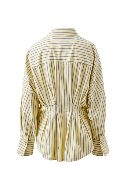 Ella Pleat Shirt in Butter Navy Stripe by Ceres Life