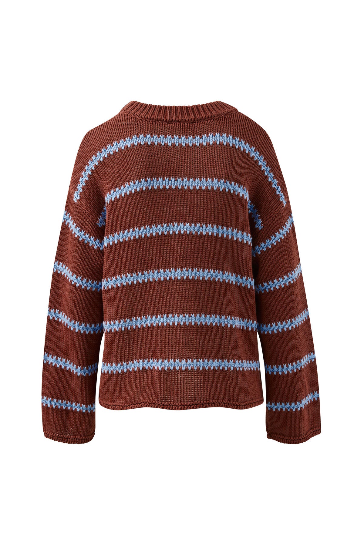 Lila Oversized Knit Crew in Burnt Toffee Stripe