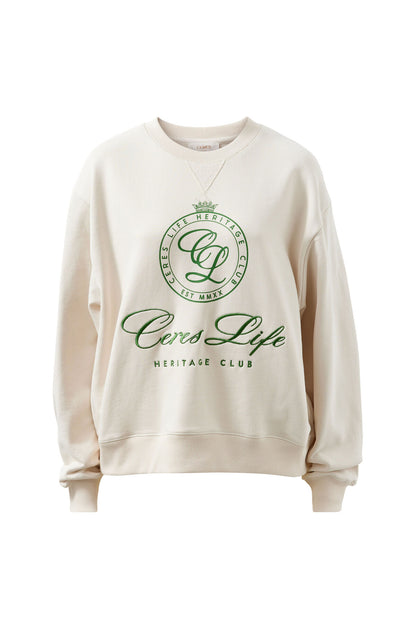 Romy Crew in  buff pistachio club logo