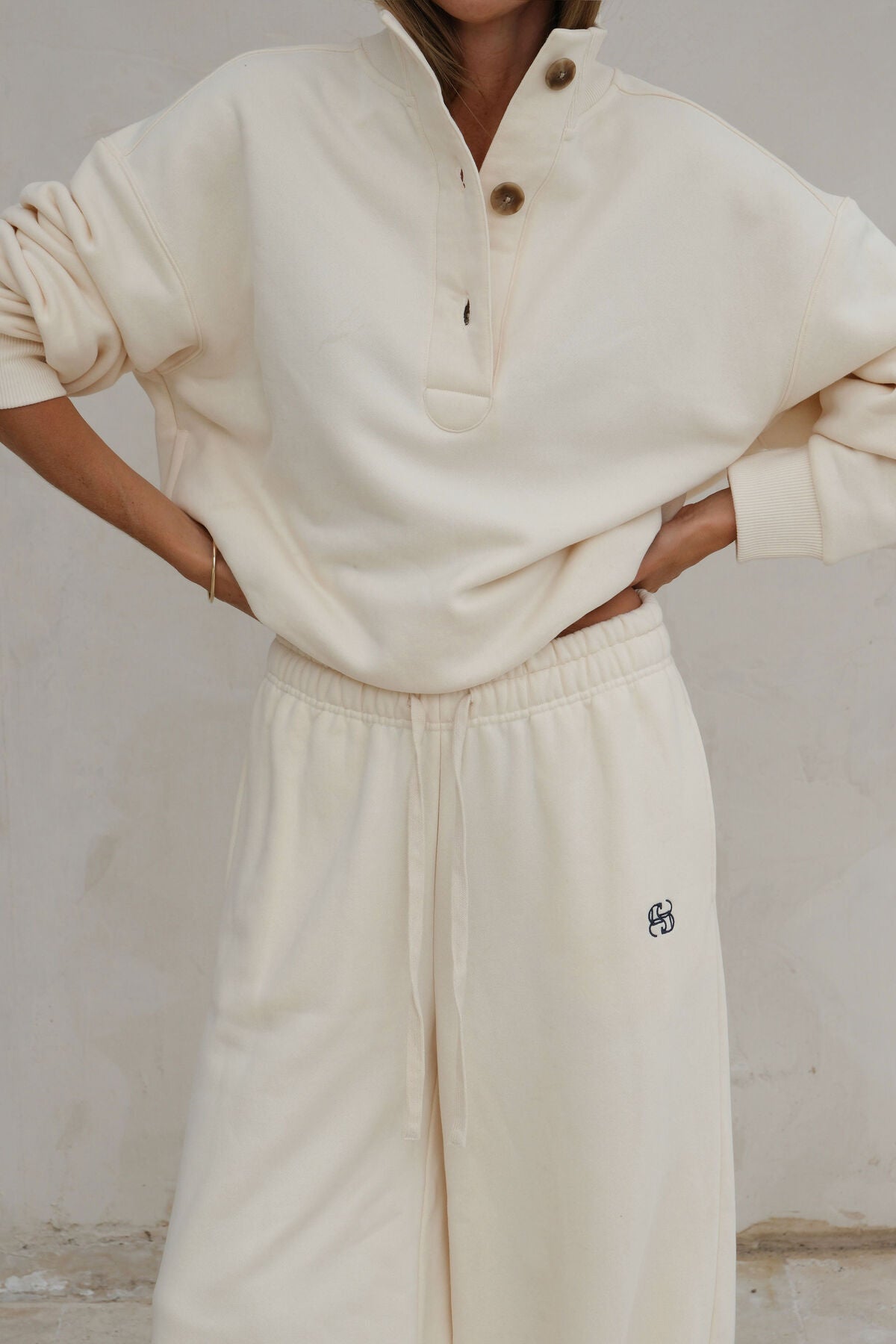 Marli Button Sweat in Marshmallow by Ceres Life