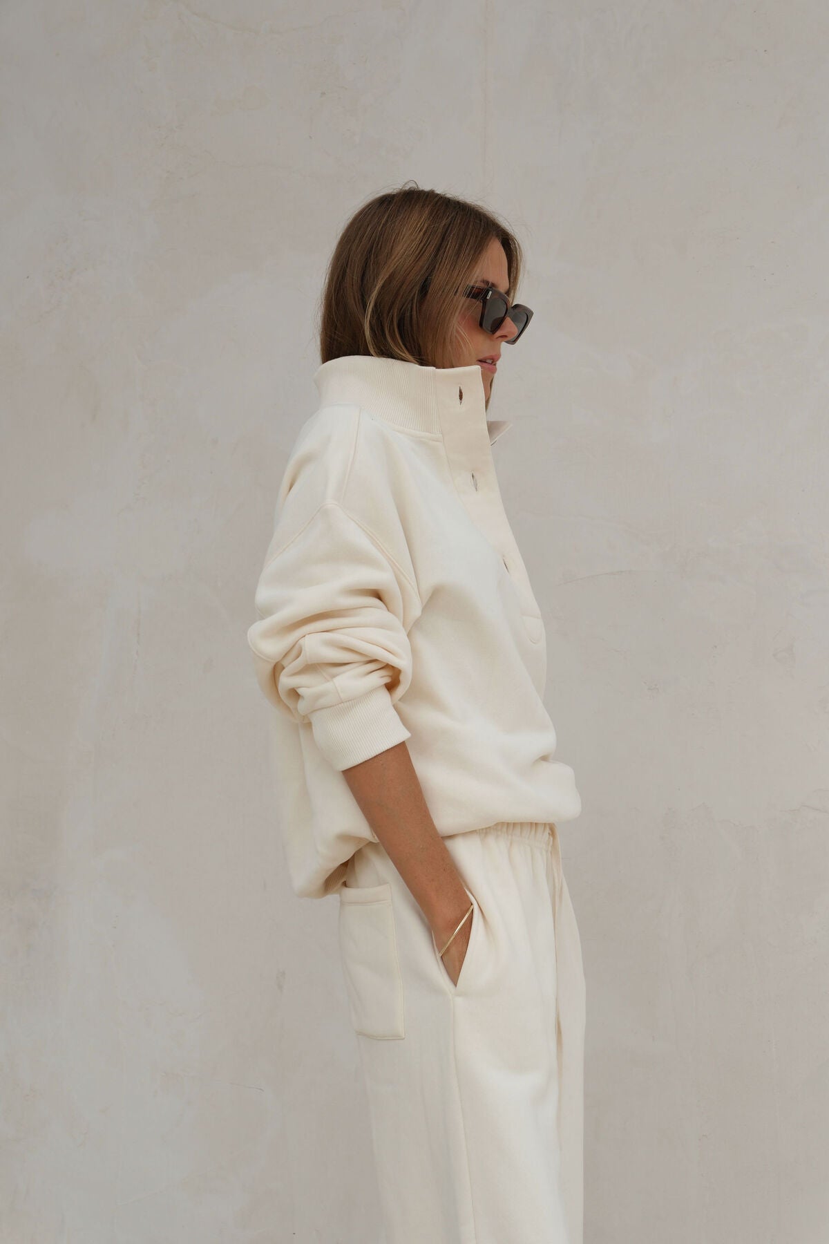 Marli Button Sweat in Marshmallow by Ceres Life