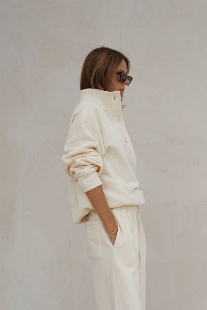 Marli Button Sweat in Marshmallow by Ceres Life