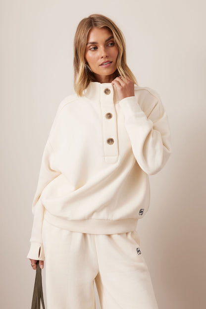 Marli Button Sweat in Marshmallow by Ceres Life