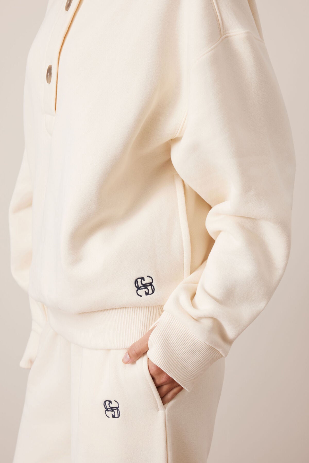 Marli Button Sweat in Marshmallow by Ceres Life