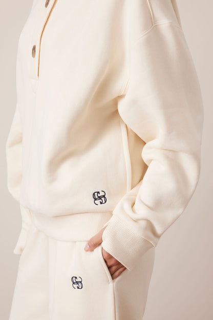Marli Button Sweat in Marshmallow by Ceres Life