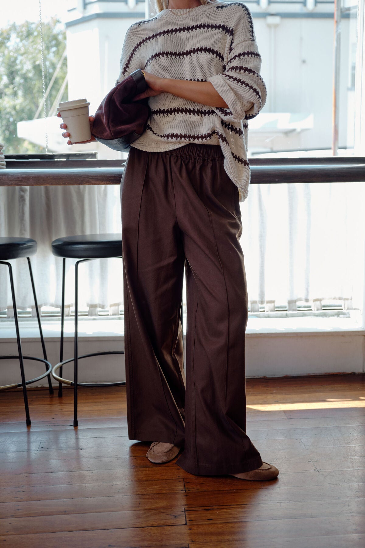 Izzie Pinstitch Pant in Chocolate