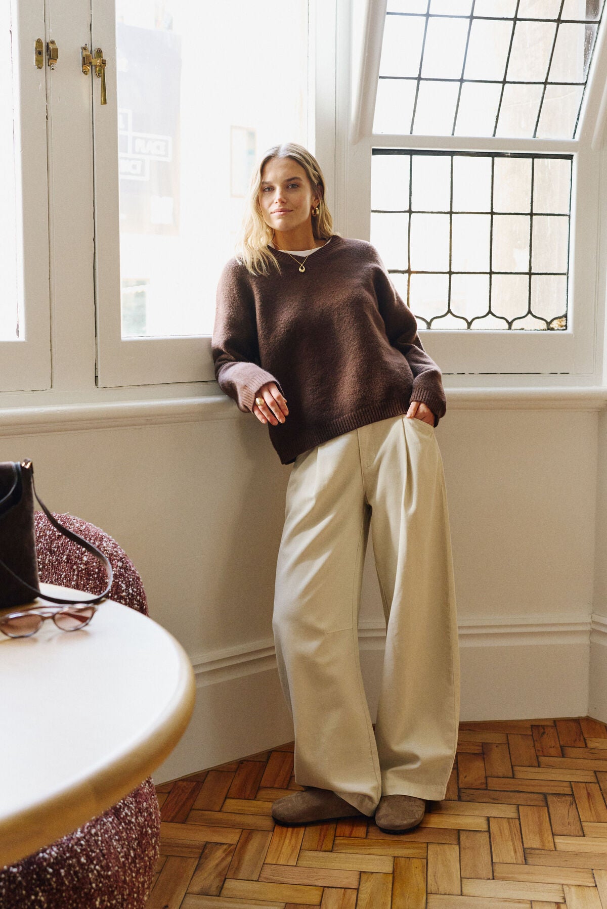 Gemma Pleat Pant in Eggshell by Ceres Life