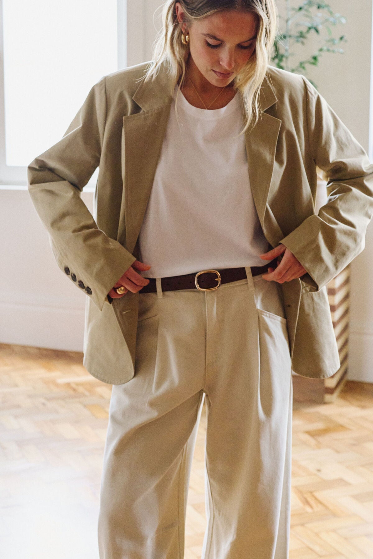 Gemma Pleat Pant in Eggshell by Ceres Life