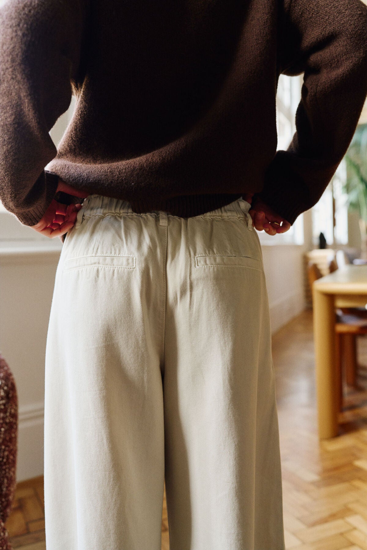 Gemma Pleat Pant in Eggshell by Ceres Life