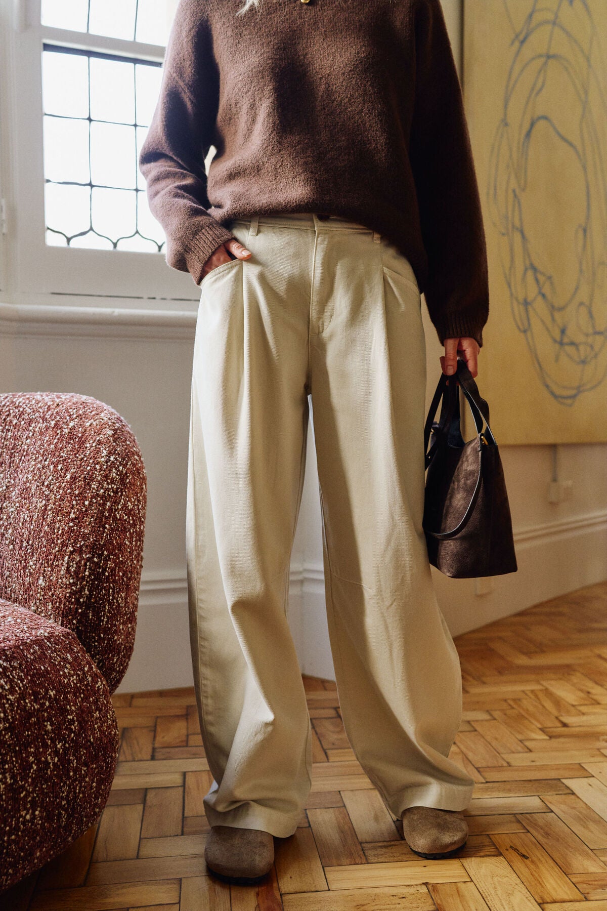 Gemma Pleat Pant in Eggshell by Ceres Life