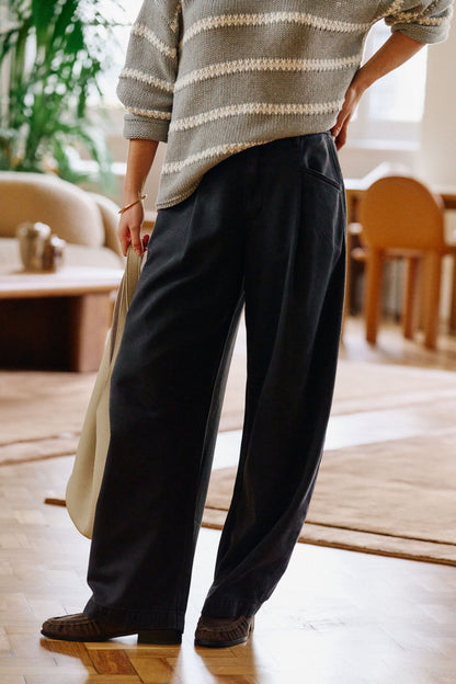 Gemma Pleat Pant in Washed Black by Ceres Life