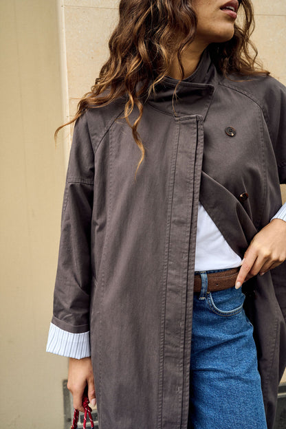 Rowan Longline Jacket in Tobacco Brown by Ceres Life
