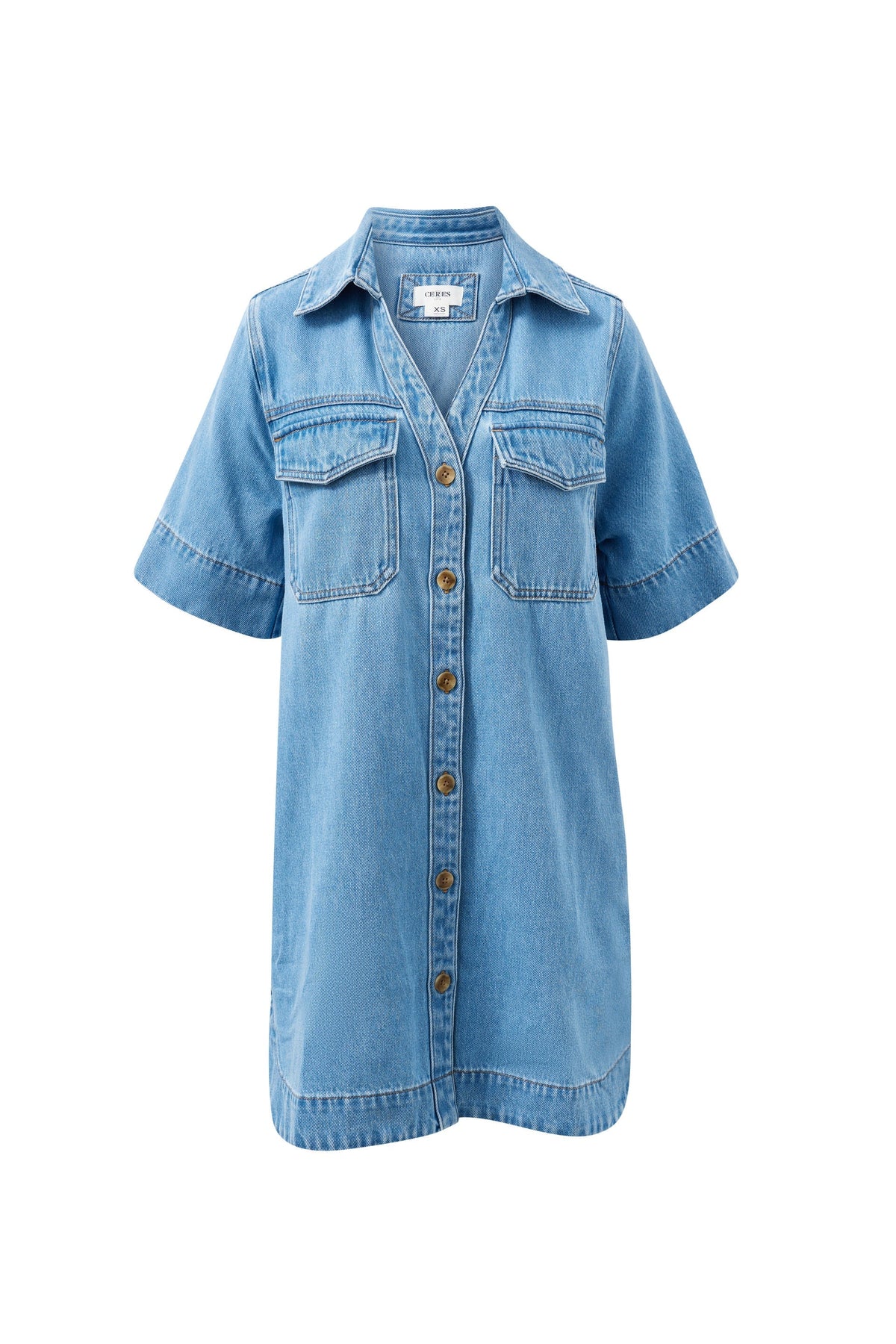 Bonnie Relaxed Shirt Dress in Vintage Blue