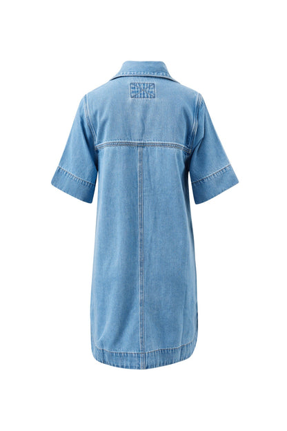 Bonnie Relaxed Shirt Dress in Vintage Blue