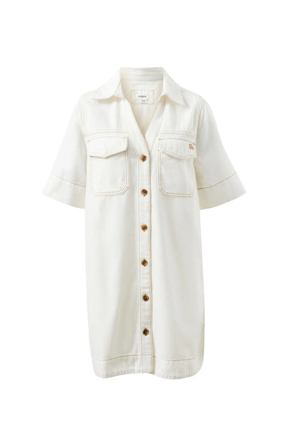 Bonnie Relaxed Shirt Dress in Fresh Ecru