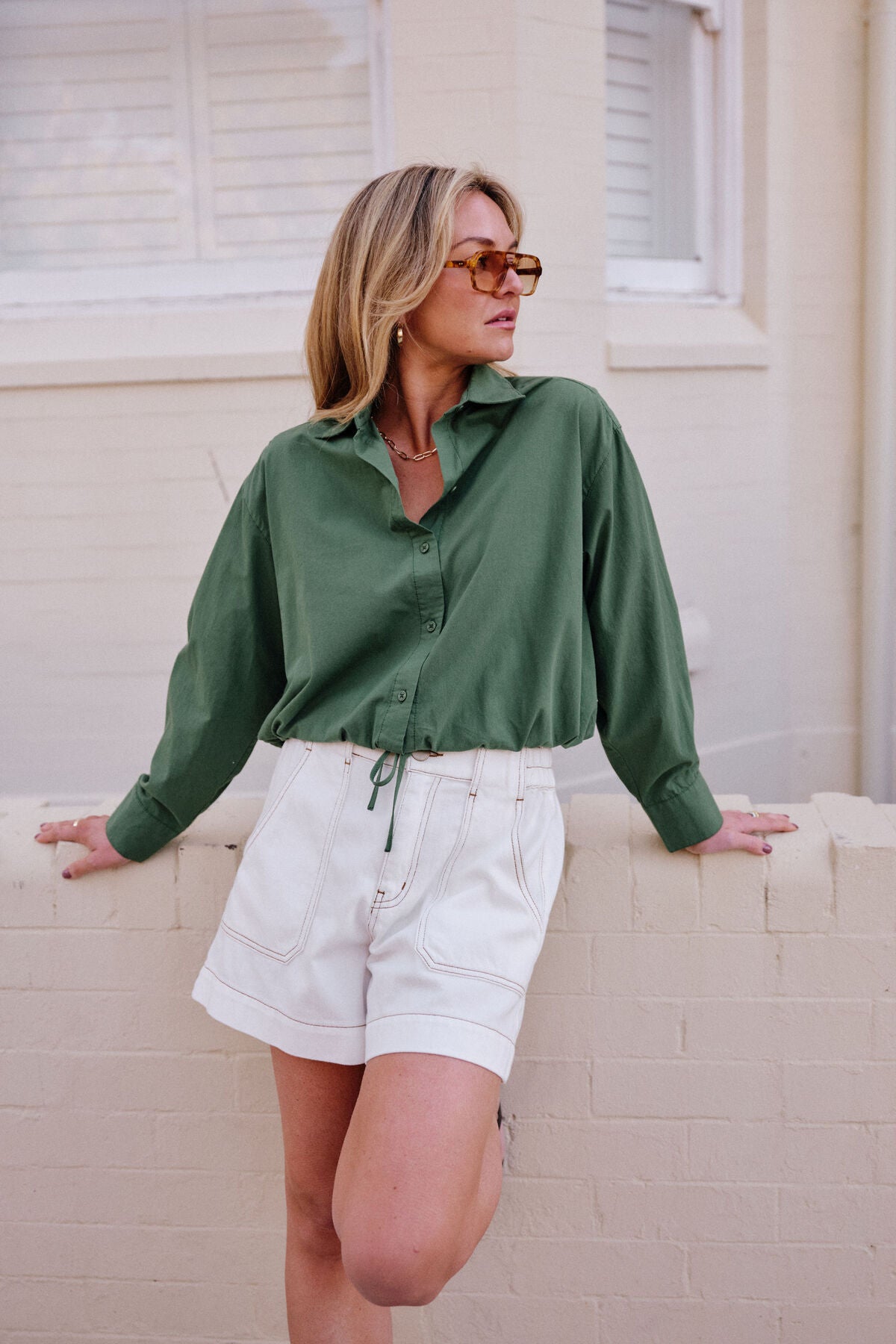 Clover Tie Shirt in Basil