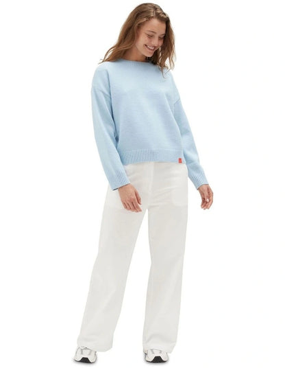 Vacation Club Crew Neck Kn it Top in Blue