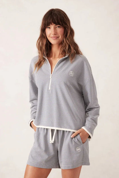 Ceres Life Terry Short in Moonlight Fine Stripe