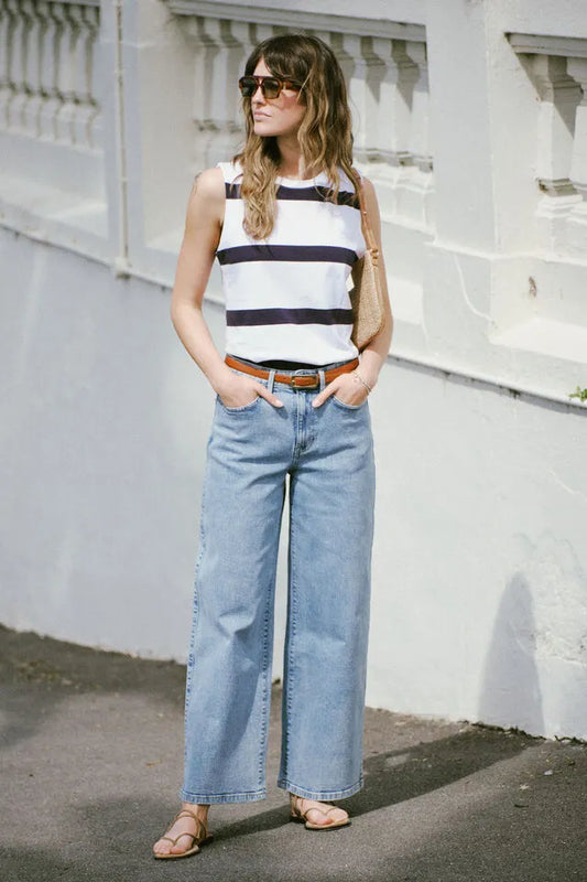 Ceres Life Evie Wide Leg Jeans in Mid Vintage Blue