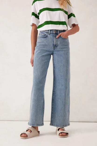 Ceres Life Evie Wide Leg Jeans in Mid Vintage Blue
