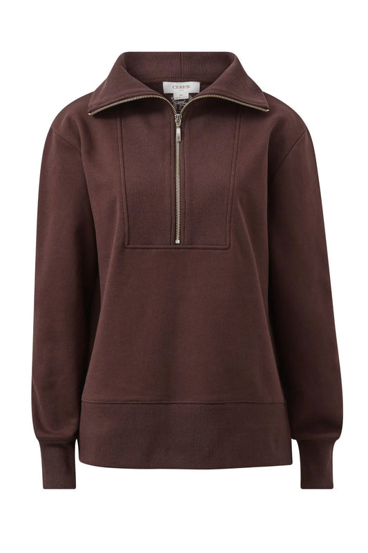 Ceres Life Half Zip Sweat in Winter Choc