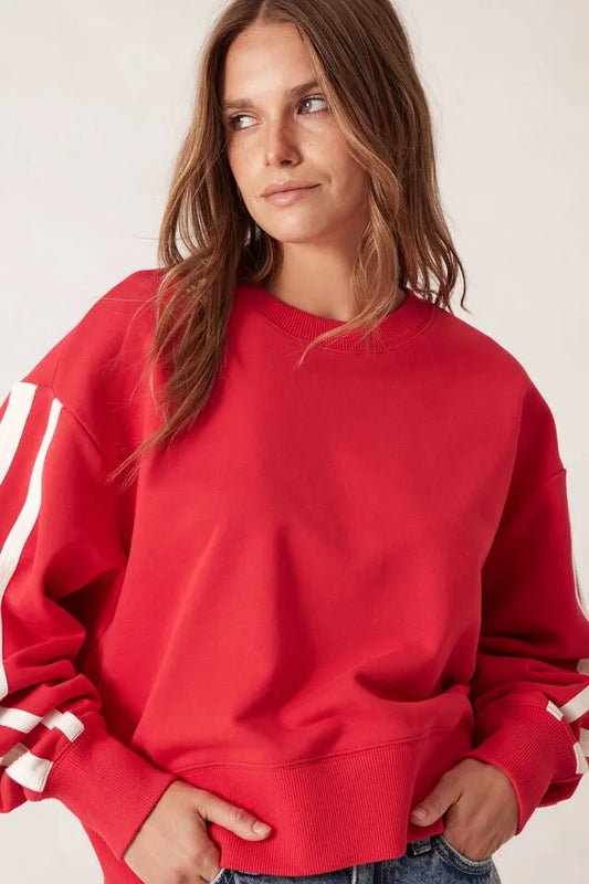 Ceres Life Sporty Slouchy Crew Heritage Red Side Stripe