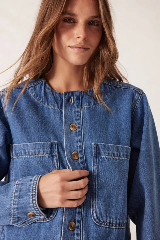Ceres Life Collarless Denim Jacket