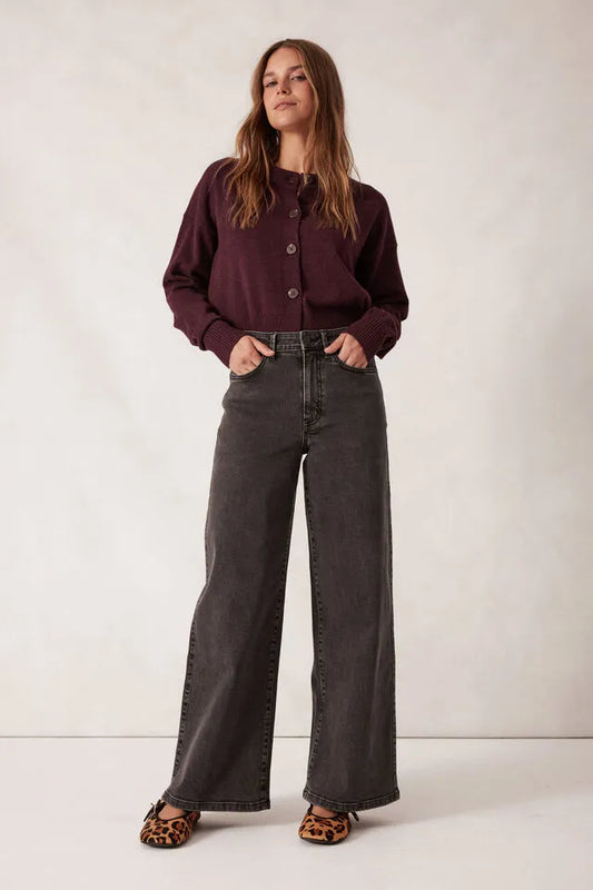 Ceres Life Evie Wide Leg Jean in Washed Black