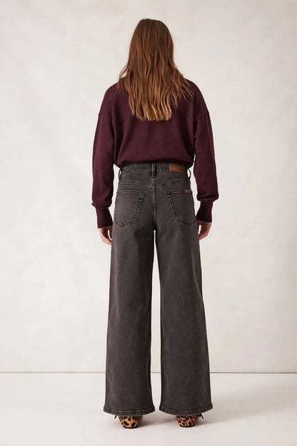 Ceres Life Evie Wide Leg Jean in Washed Black