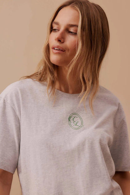 CERES LIFE STEVIE SLOUCHY TEE/CLOUD MARLE/CL CREST PRINT