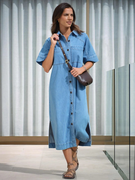 Ceres Life Short Sleeve Yoke Dress
