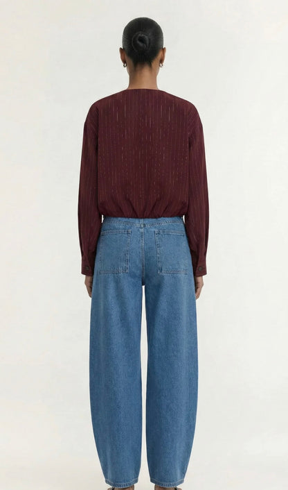 Reed Crop Jacket - Burgundy Stripe