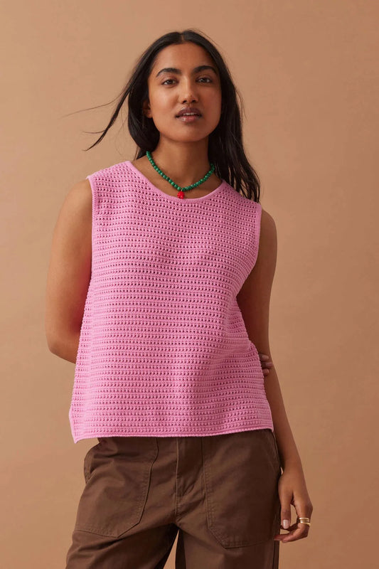 Ceres Life Margot Mesh Tank in Hibiscus Pink