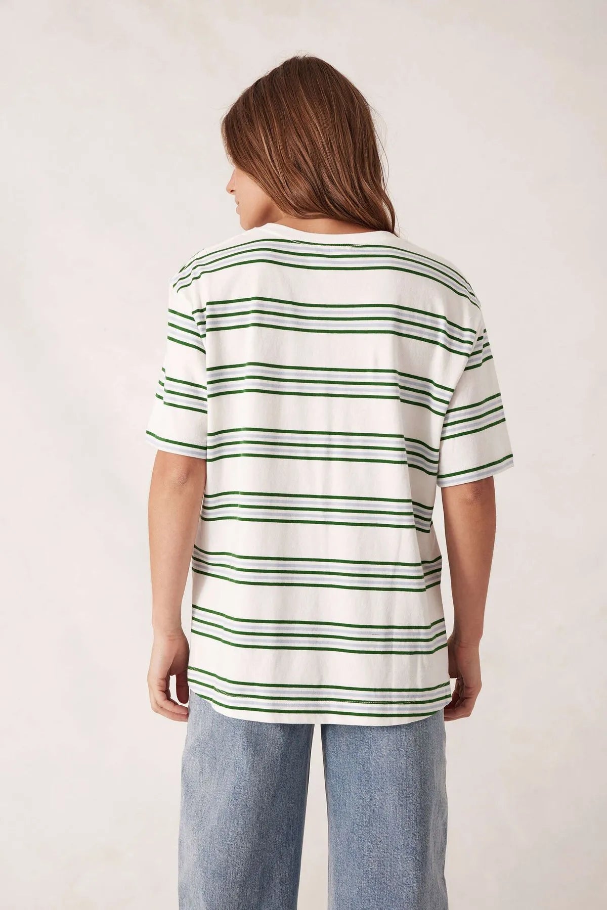 Ceres Life Stevie Slouchy Tee in Vanilla Green Retro Stripe