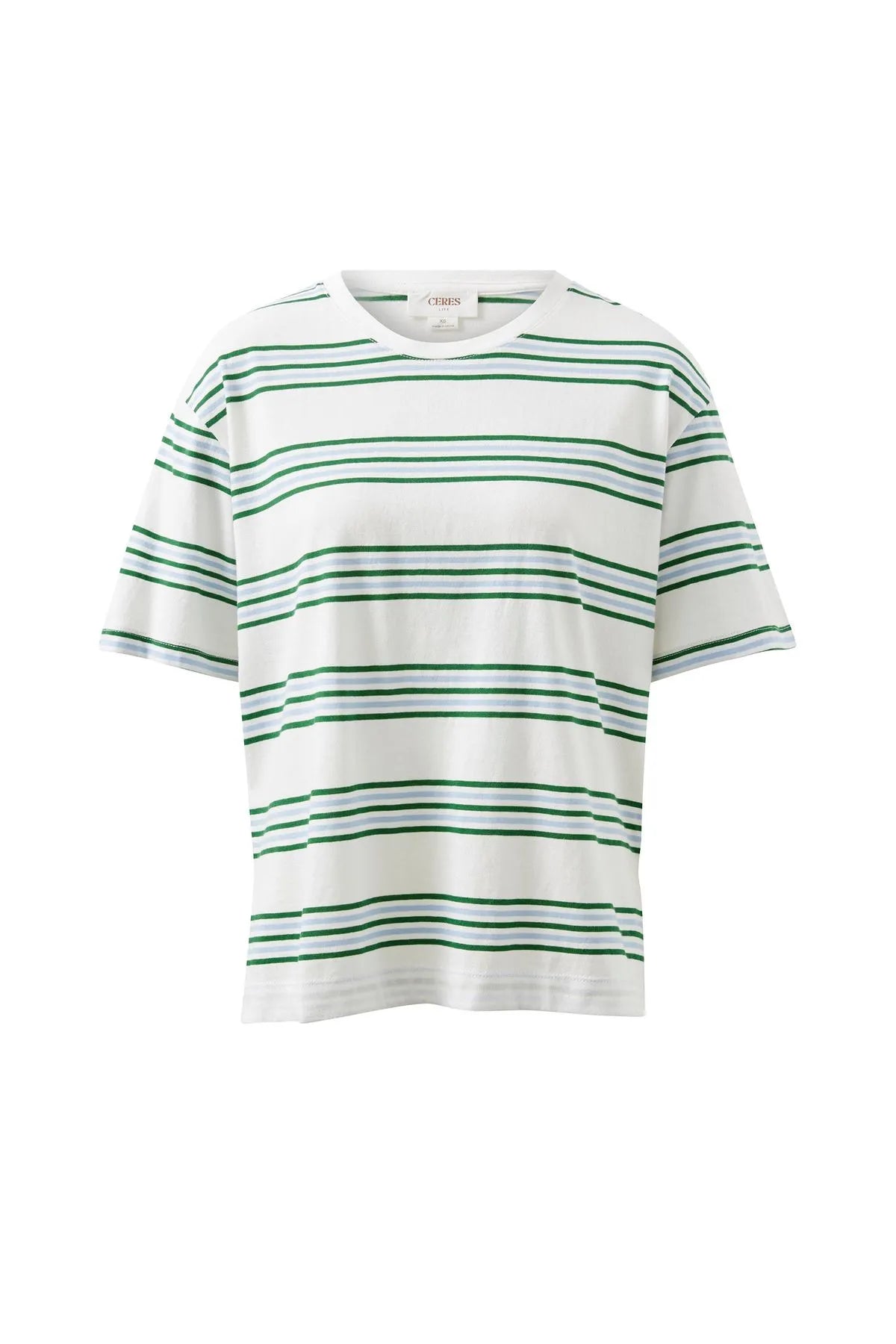 Ceres Life Stevie Slouchy Tee in Vanilla Green Retro Stripe
