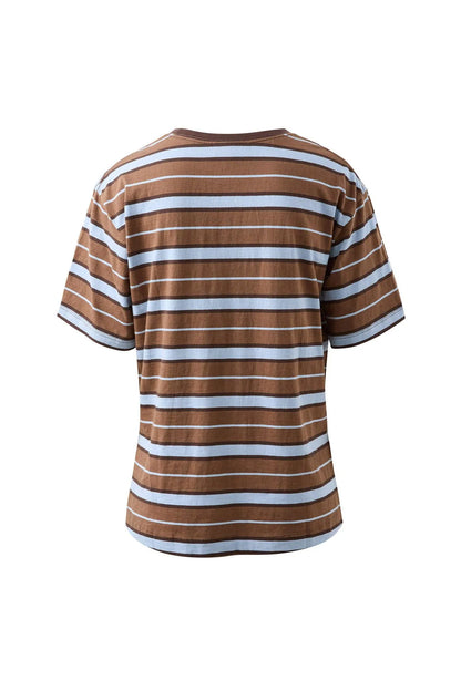 Ceres Life Stevie Slouchy Tee in Chalk/Choc Retro Stripe
